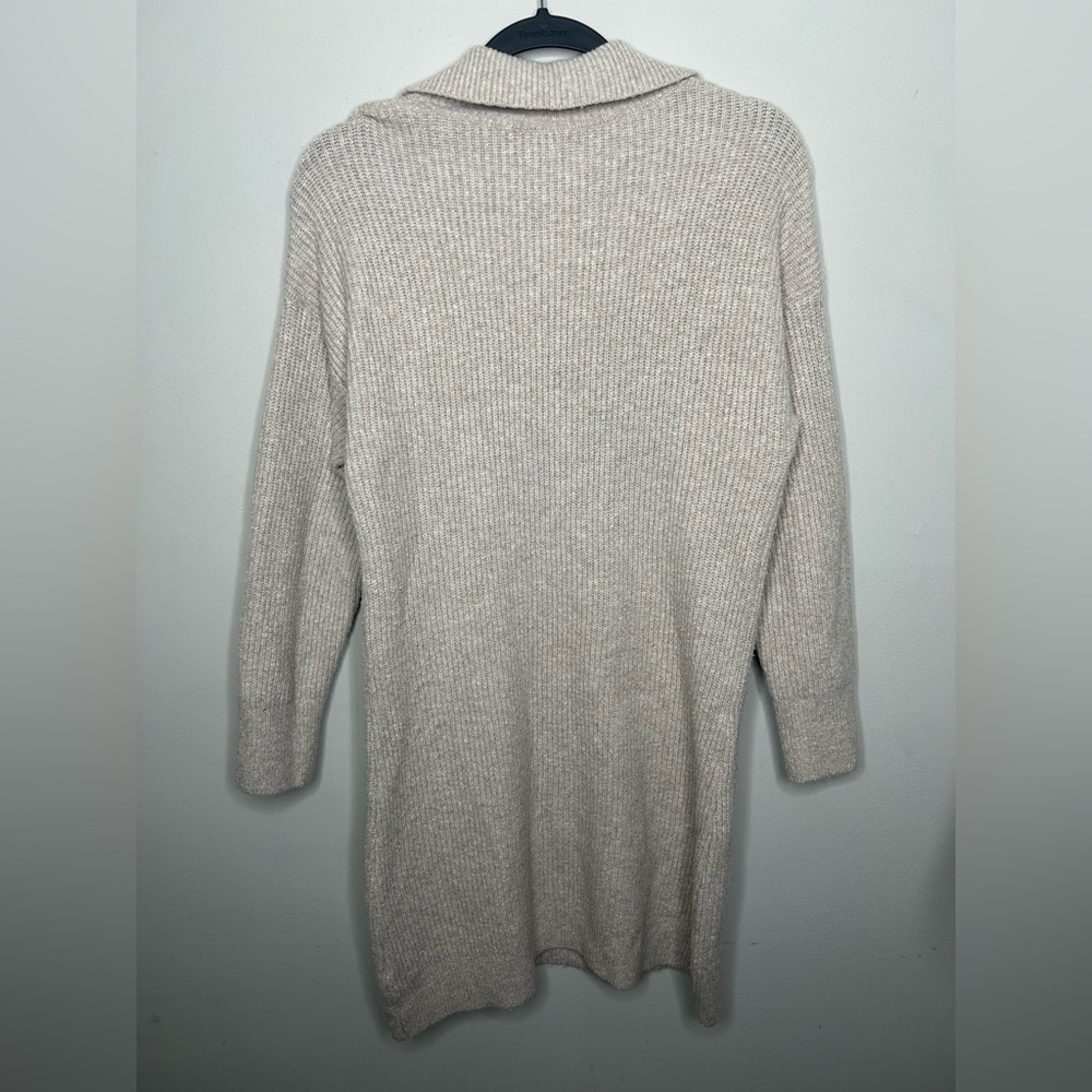 Hollister Co Collared Knit Sweater Jumper Short Mini Long Sleeve V Neck Beige XL - Picture 6 of 10